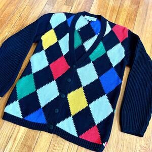 Vintage Vittadini Sport 80s Color Block Vibrant Cardigan Womens Sweater - Med
